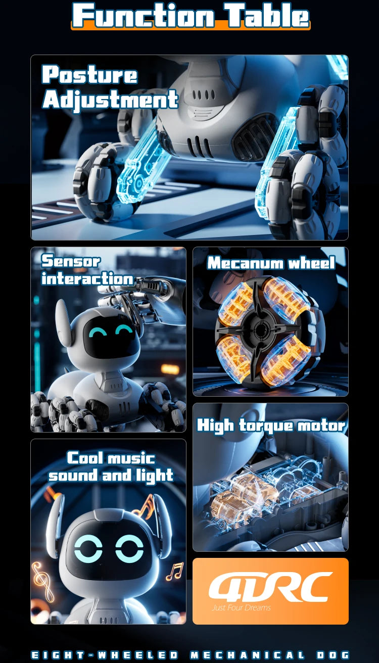 Y9 8WD RC Robot Dog Car Toy 2.4G Radio Remote Control Cars Touch-sense Music Stunt Drift Vehicle Electric Toy for Boys Kids Gift