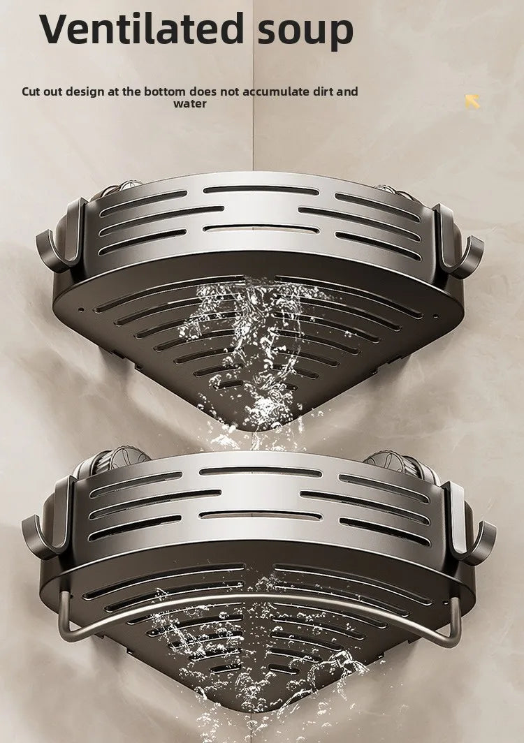 Bathroom suction cup triangular basket storage rack, bathroom washbasin corner, no need to drill holes, wall-mounted toilet