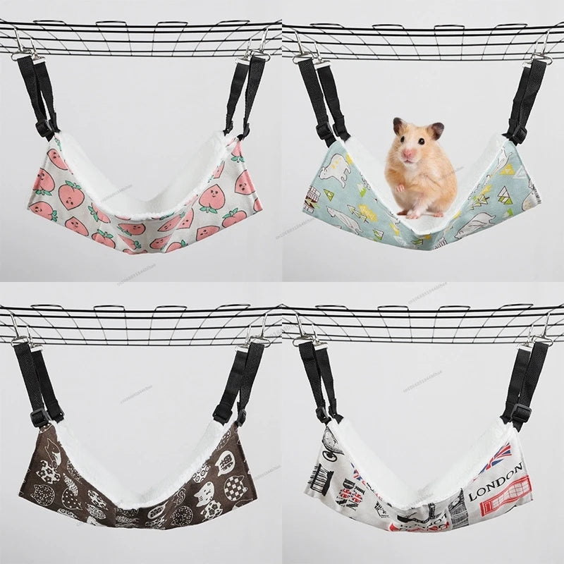Warm Plush Hamster Hammock Small Animal Double-layer Thicken Sleeping Bag Nest Pets Rat Squirrel Hanging Cage House