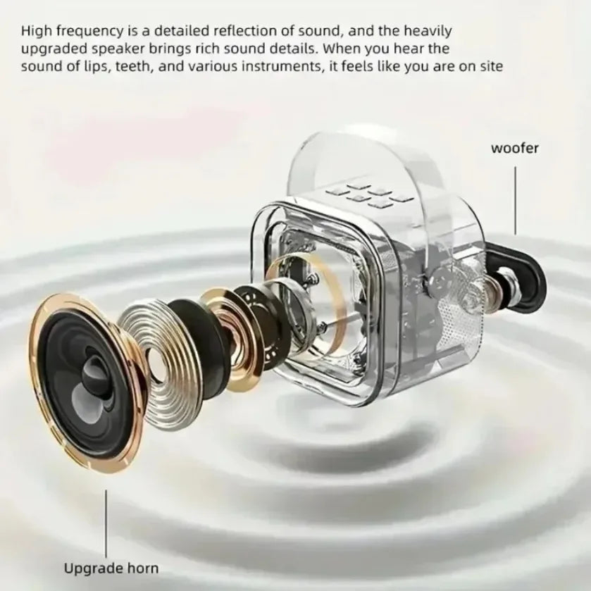 Portable Bluetooth 5.3 Karaoke Speaker 3D Surround Sound with 1-2 Wireless Microphones Home Family Singing for Aux/U Disk/TF