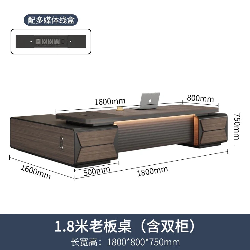L-shaped luxury chairperson's room manager chair combination simple modern president's desk furniture Executive Office Desk home