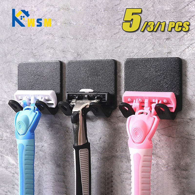 1-15PCS No-Punch Razor Holder Adhesive Razor Storage Hook Bathroom Razor Waterproof Wall Hook Bathroom Shelf Razor Holder