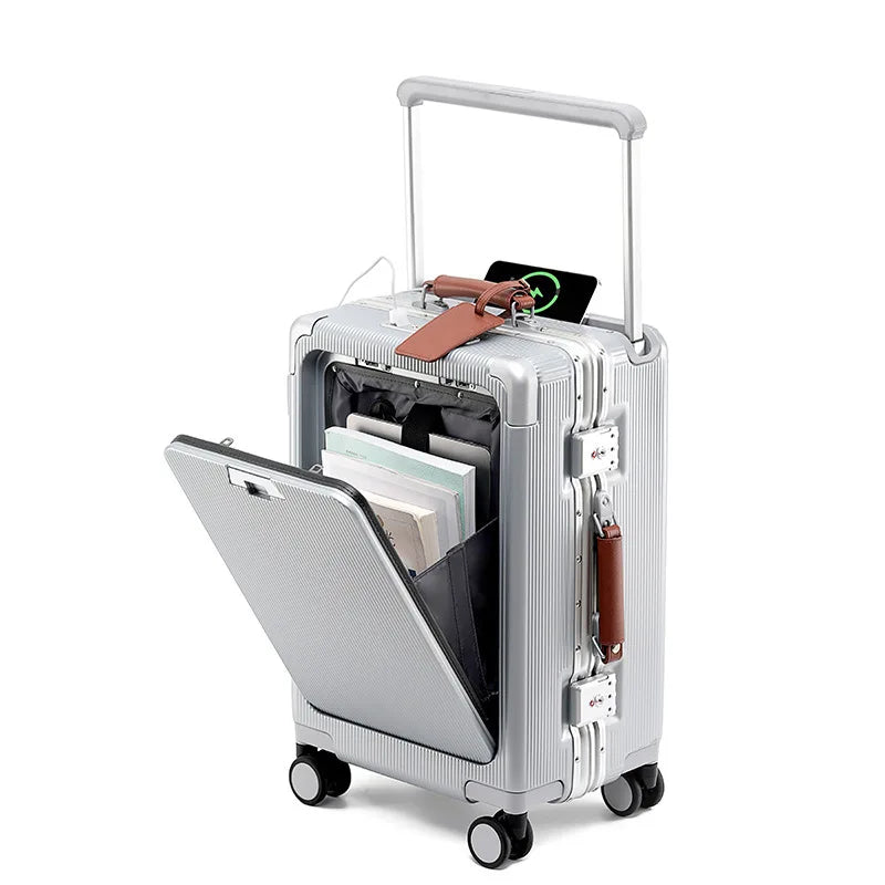 Aluminum Frame Luggage Password Carry on Luggage with Wheels Quiet Universal Wheel Fashion Travel Box Pull Rod Box