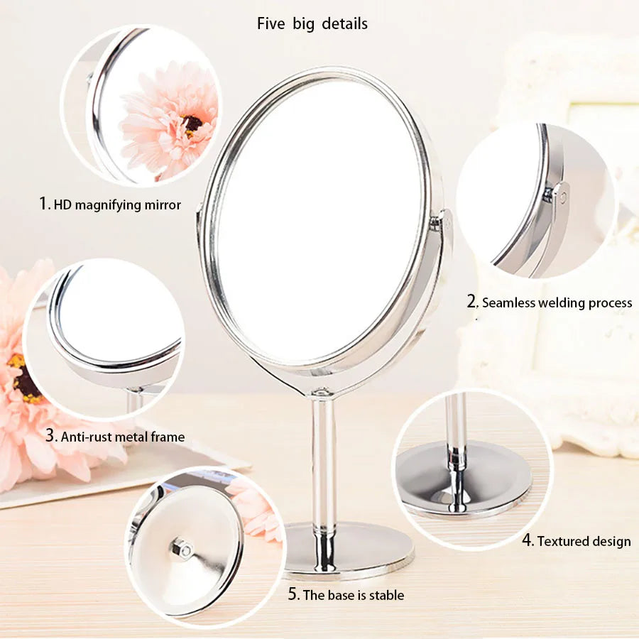 Makeup Mirror Portable Makeup Mirror Double sided Metal 3-inch 4-inch Round/Oval/1:2 Magnifying Mirror Face Rotating Mirror