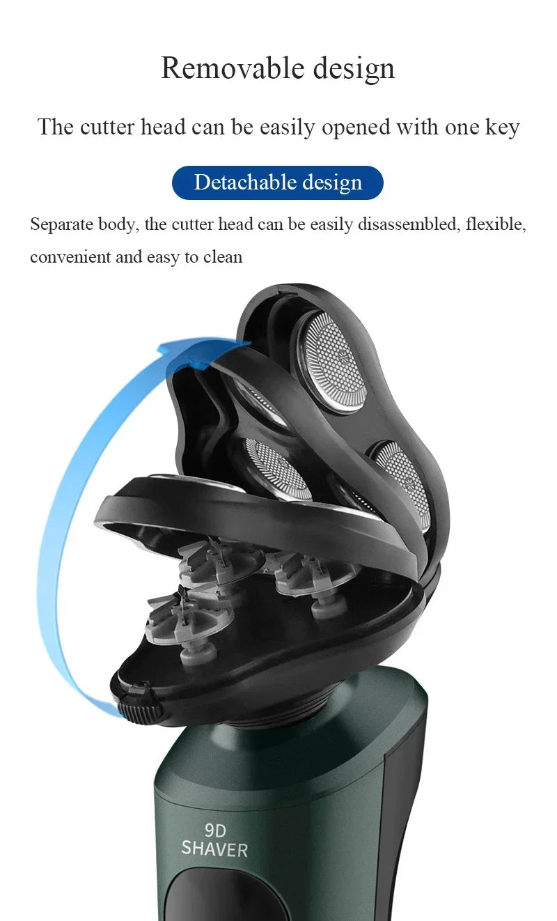 Electric Shavers for Men Waterproof Electric Trimmer Razor Wet &amp Dry Use Rechargeable Battery Rotary Shavers Machine Shaving