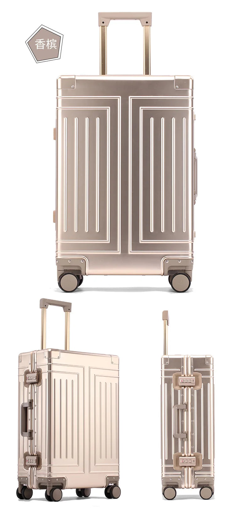 20/24/26/28 Inch Aluminum Suitcase Alloy Trolley Case 30 inch Large Capacity Rolling Luggage Travel Suitcase with Wheels