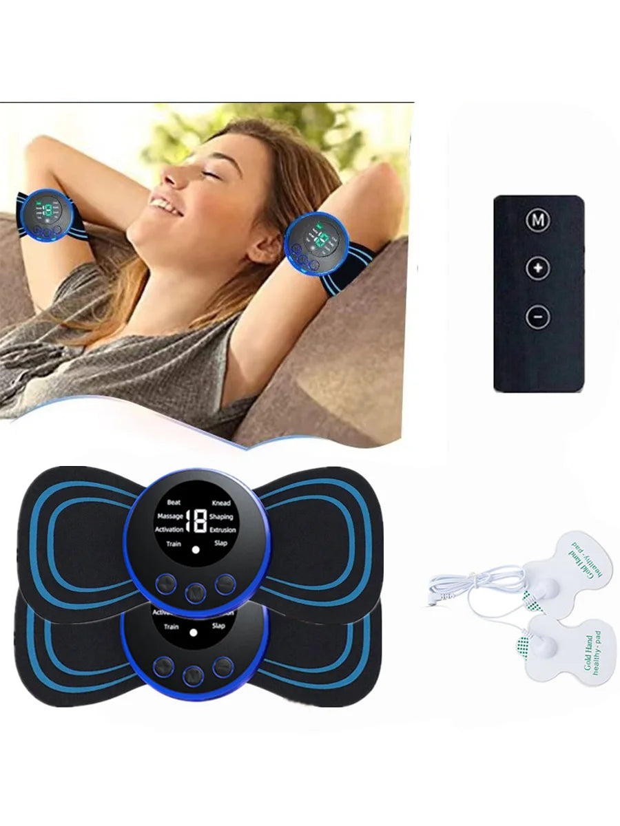 8 Modes Rechargeable Neck Massager with Remote Control EMS Low Frequency Pulse Massager For Muscle Relaxation Relief The Pain