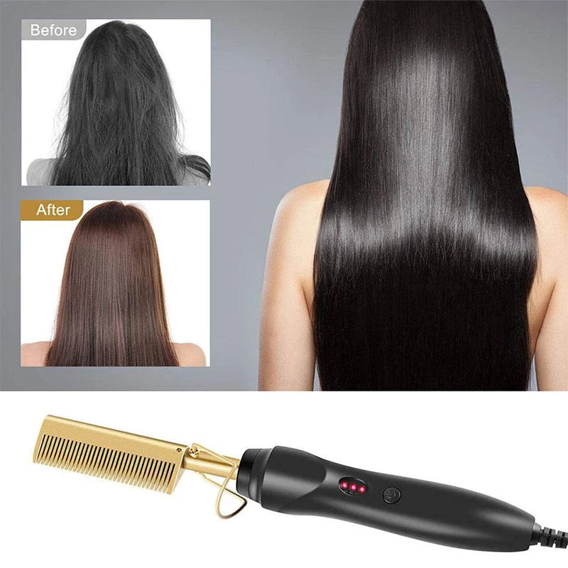 Hot Comb Straightener Electric Hair Straightener Portable Hot Comb Electric Hot Comb For Wigs