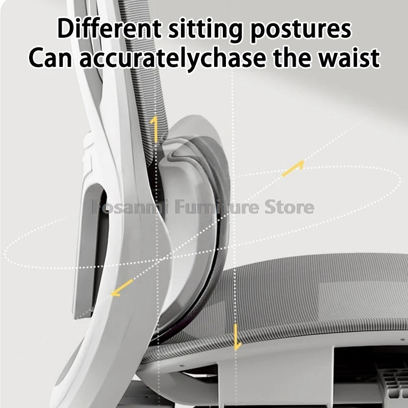 Home Office Adjustable Reclining Ergonomic Chair with Footrest Breathable Mesh Computer Gaming Swivel Chairs with Lumbar Support