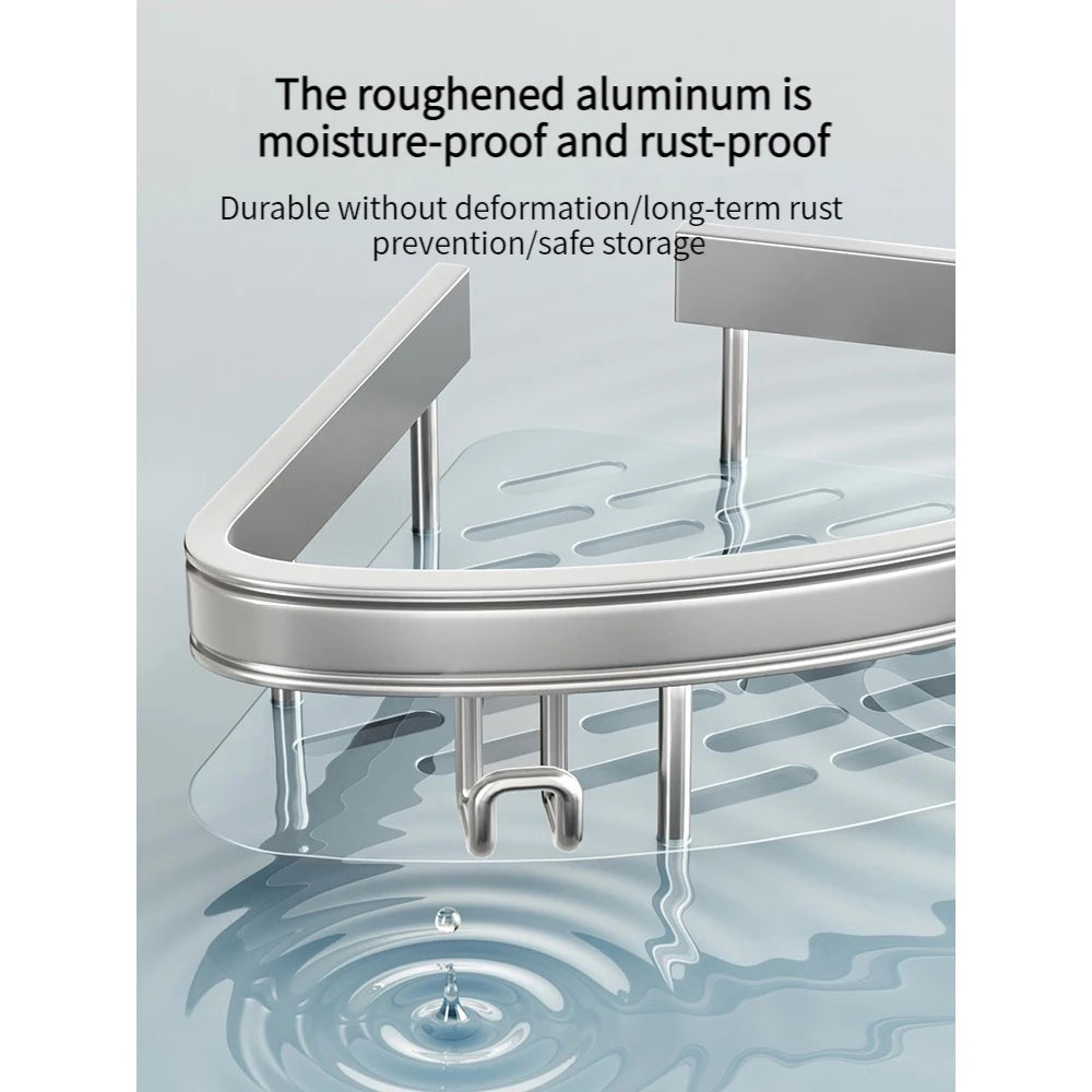 No Need to Drill Walls for Installation Aluminum Bathroom Shelf Shelves Shampoo Rack Storage Holder Kitchen Organizer