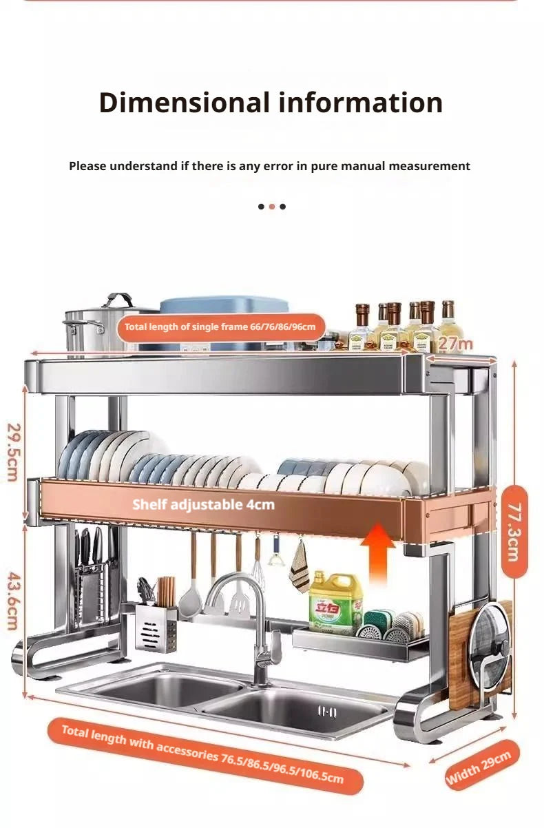 Over Sink Dish Drying Rack Stainless Steel Expandable Drain Bowl Holder Shelf Kitchen Counter Dish Storage Rack Hanger Shelves