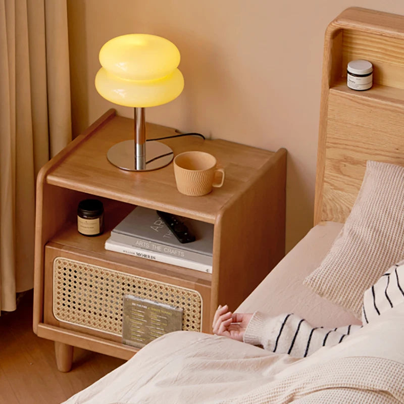 Chinese Vintage Nightstands Simple Rustic Mid Century Classic Nightstands Bedroom Hidden Storage Meubles De Chambre Furniture