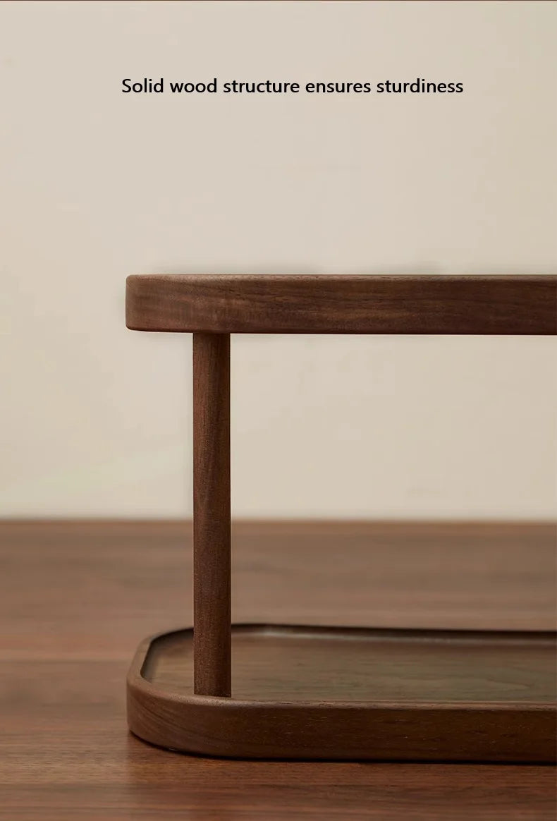 2 Tier Makeup Organizer for Vanity Bamboo Wooden Cup Holder for Coffee Bar Mug Display Rack for Counter Kitchen Storage Shelf