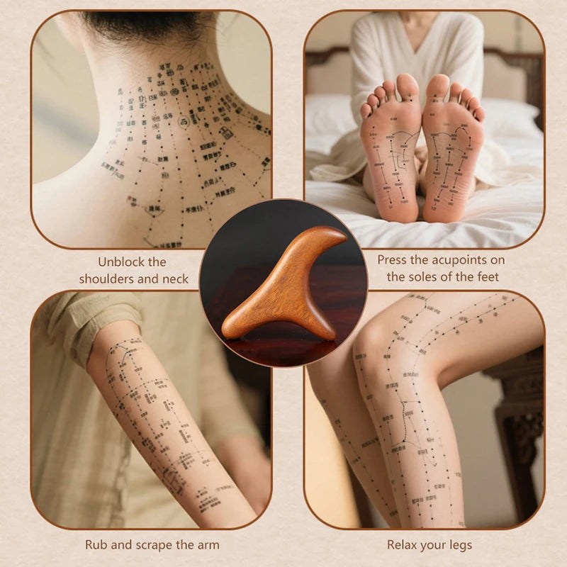 1 PCS Neck Foot Sandalwood Trigger Point Massage Gua Sha Tools Home Gym Professional Therapy Massage Tool For Back Leg Hand Face