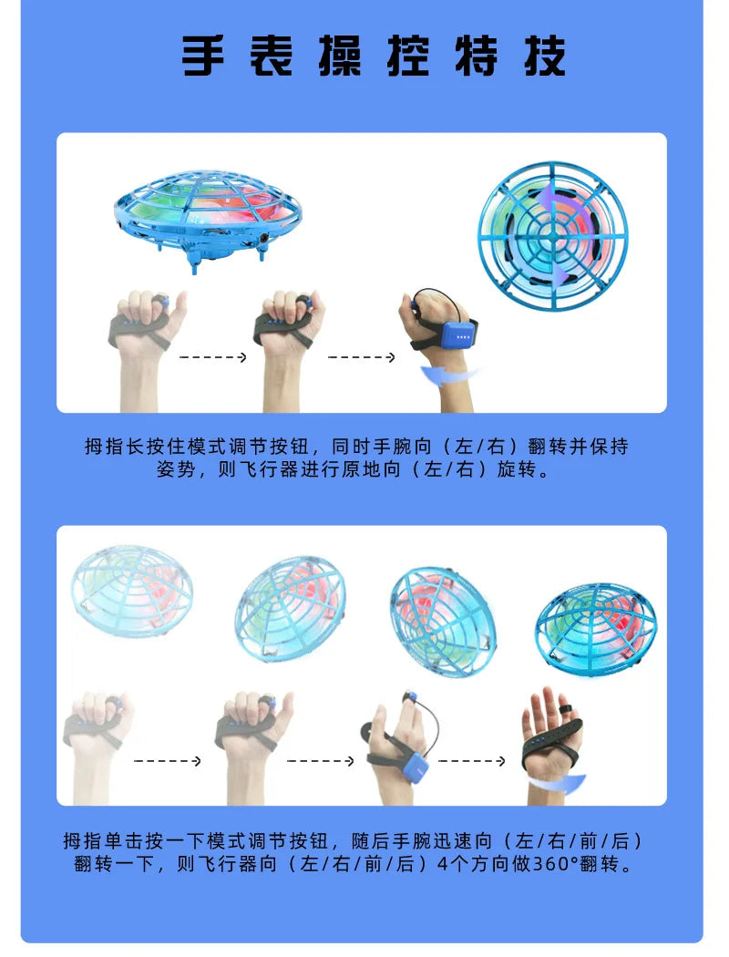 Mini Watch RC UFO Drone With Light Gesture Sensing Quadcopter Anti-collision Flying Ball Helicopter Drones Toys for children