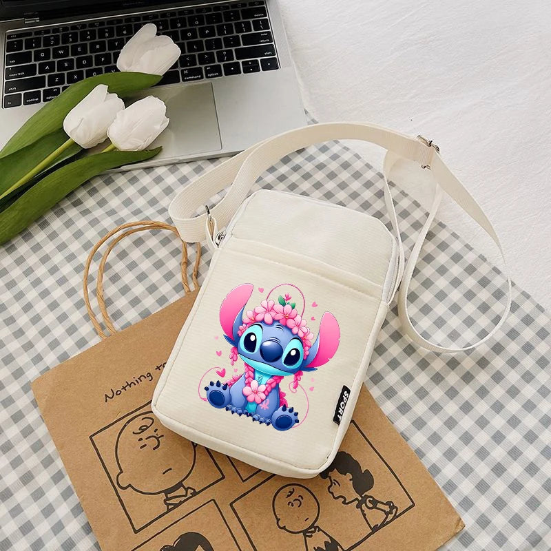 Disney Stitch Fashion Mobile Phone Bags Anime Women Messenger Bag Children Kawaii Coin Purse Girls Portable Crossbody Pouch Gift