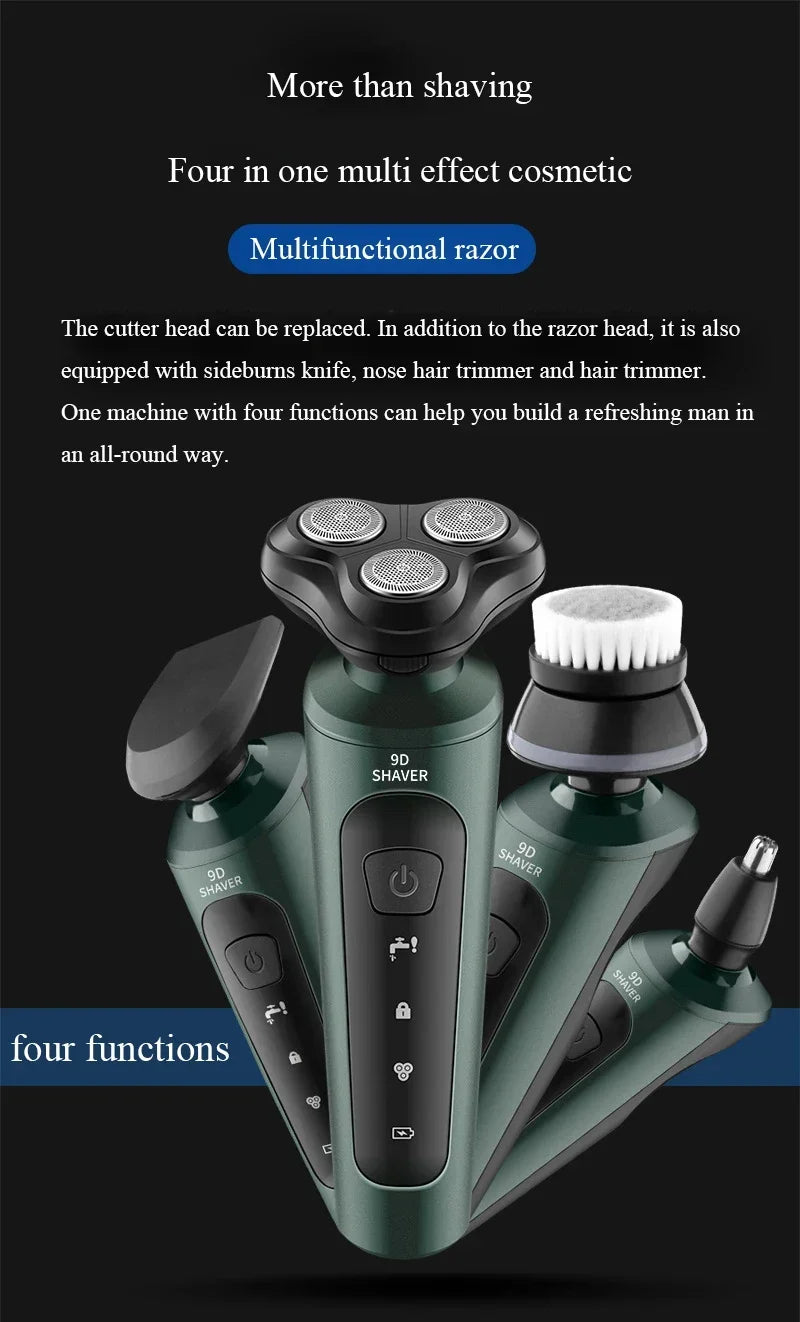 Electric Shavers for Men Waterproof Electric Trimmer Razor Wet &amp Dry Use Rechargeable Battery Rotary Shavers Machine Shaving