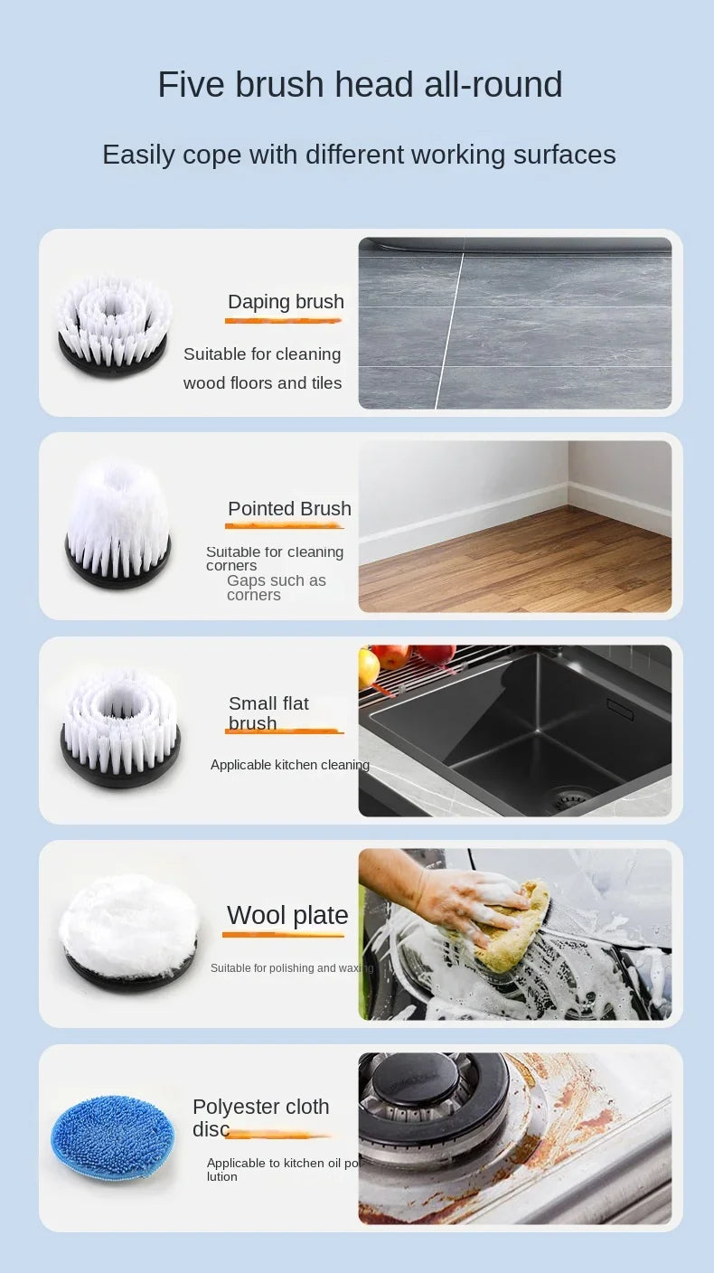 New Style Electric Cleaning Brush 5 in 1 Electric Multi-functional Home USB Automatic Cleaning Brush for Kitchen & Bathroom