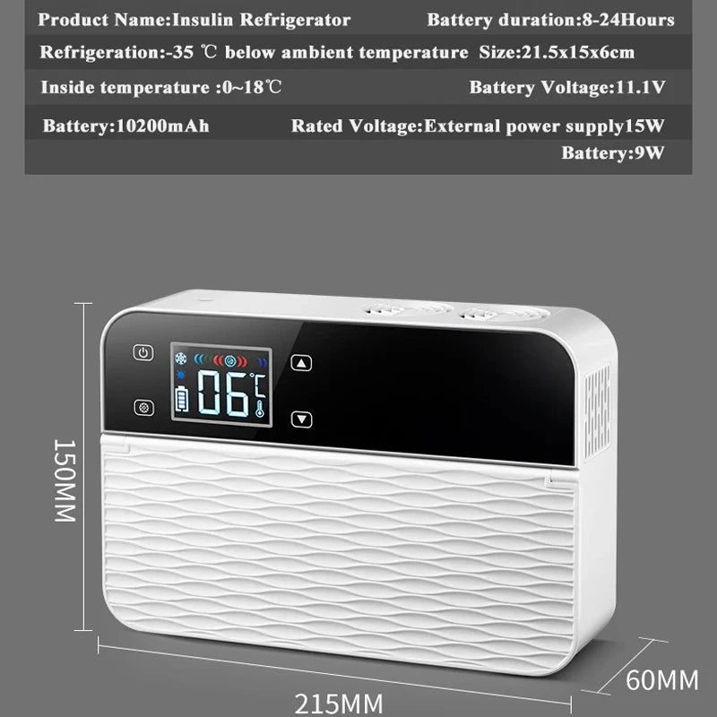 Mini Portable Insulin Refrigerator Mini-Fridge Cooler For Insulin Serum Interferon Capsules Battery 10200mAh Capacity 260 ML