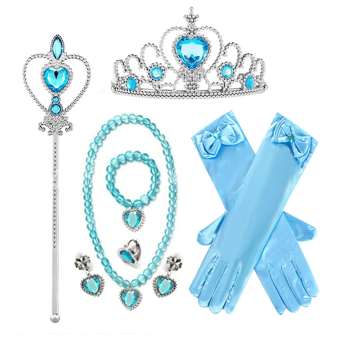 Princess Girls Anna Elsa Accessory Costume Photography Props Gloves Tiara Angle Fairy Wand Jewelry Set Fancy Dress Role Play