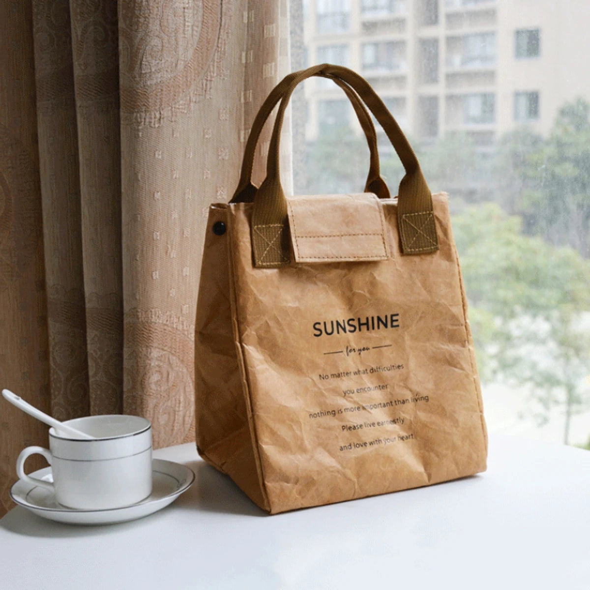 Paper bag thermal bag custom portable lunch bag kraft paper refrigerated bento bag Office worker portable lunch box bag