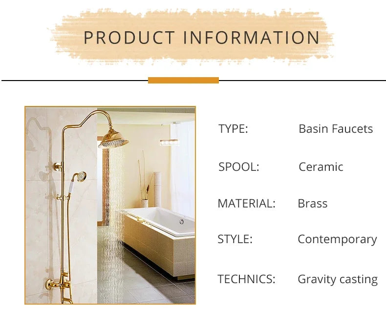 ZGRK Shower Faucets Bathroom Mixer Taps Top Spray Rainfall Shower Head Washing Faucet Antique Shower System Plumbing Crane