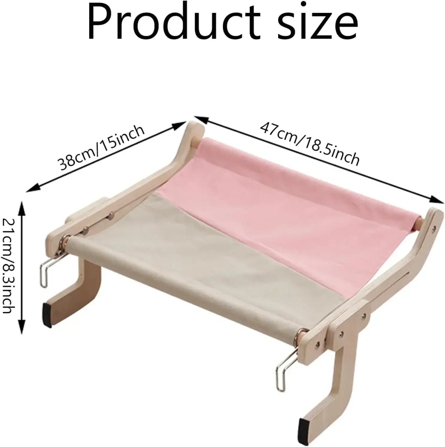 Cat hammock with pet window, Cat hanging hammock with detachable balcony, wooden stand, indoor turndown bed, pet nest