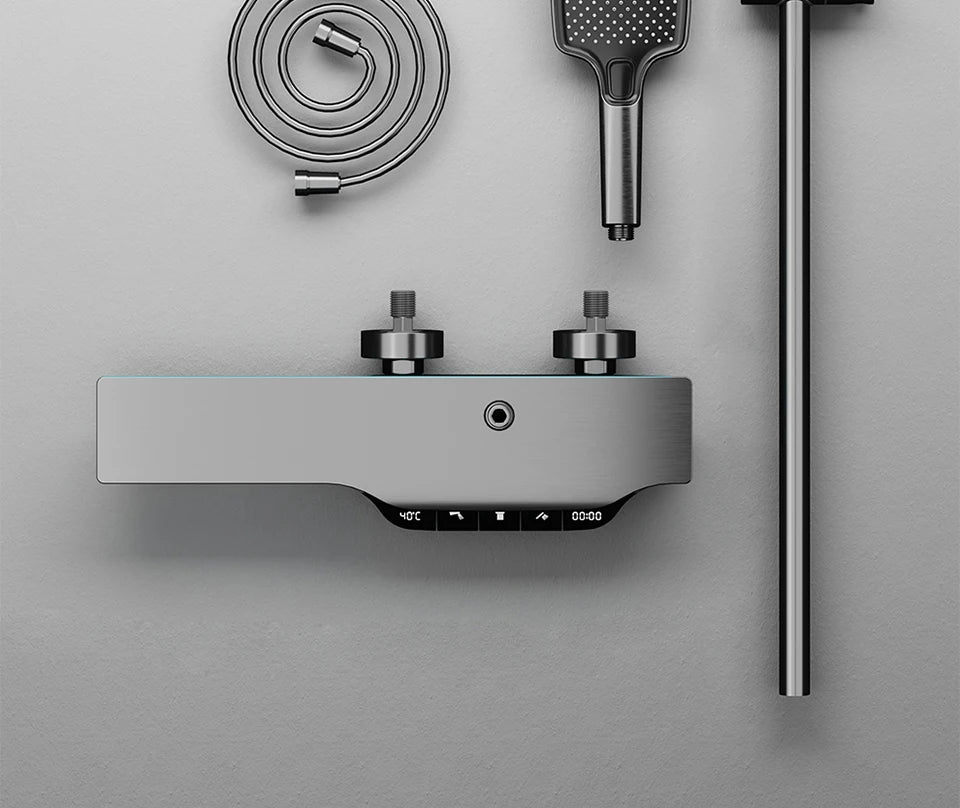 VGX Thermostatic Shower System Intelligent Digital Bathroom Shower Faucet Set Temperature Display Rainlfall Bathroom Shower Set