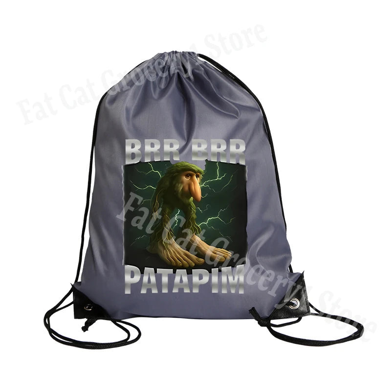 Tralalero Tralala Drawstring Backpack Tungtung Sahur Brainrot Kids Cartoon Travel Shoulders Bag New Outdoor Sport Rucksack Gift