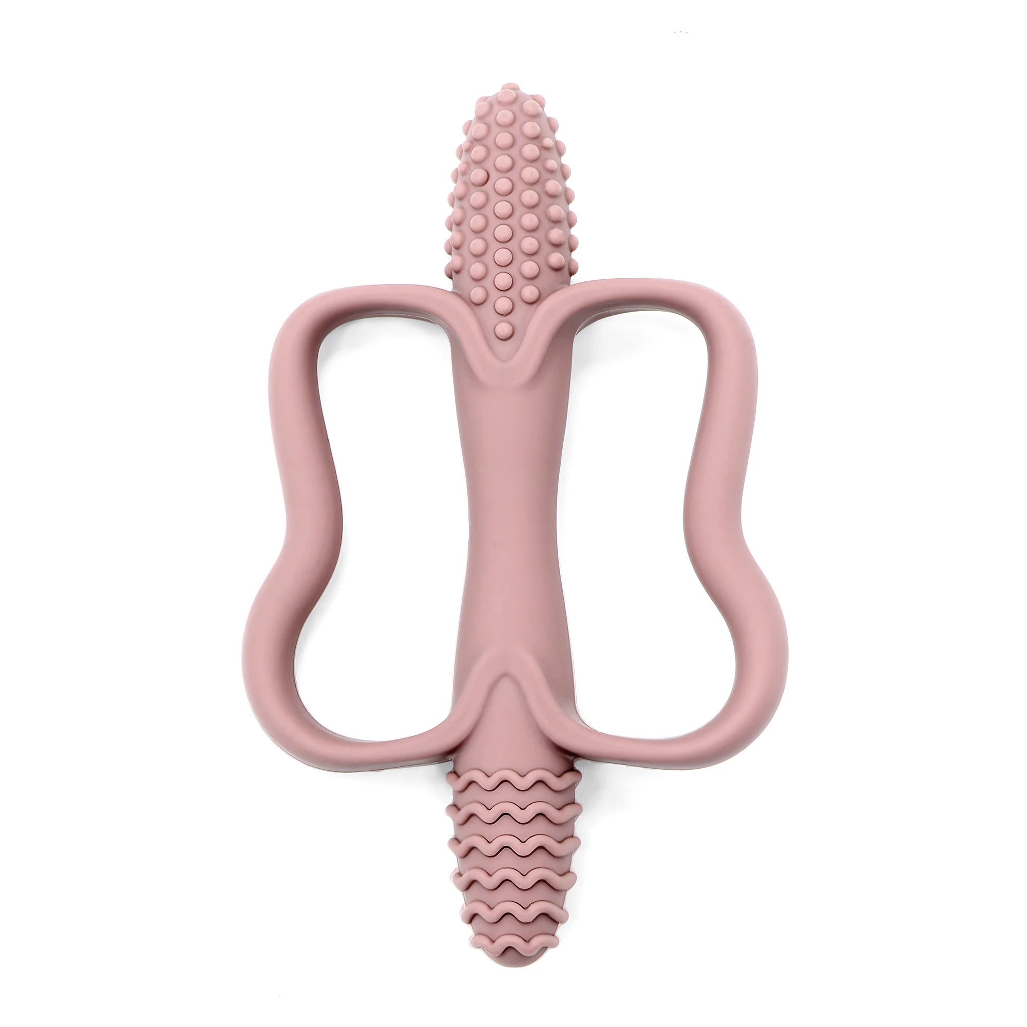 Integrated Silicone Teething Stick with Handle, Baby Toy Teether, Available in 6 Colors, Corn-Shaped Teether.