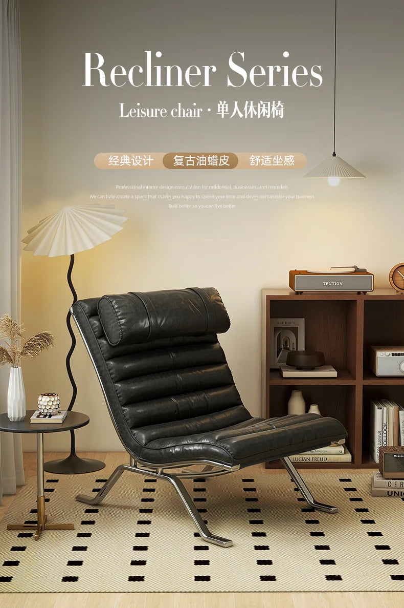 Single Sofa Chair Minimalist Light Luxury Living Room Middle-aged Style High-end Designer Sofa Chair Lazy Leisure Recliner