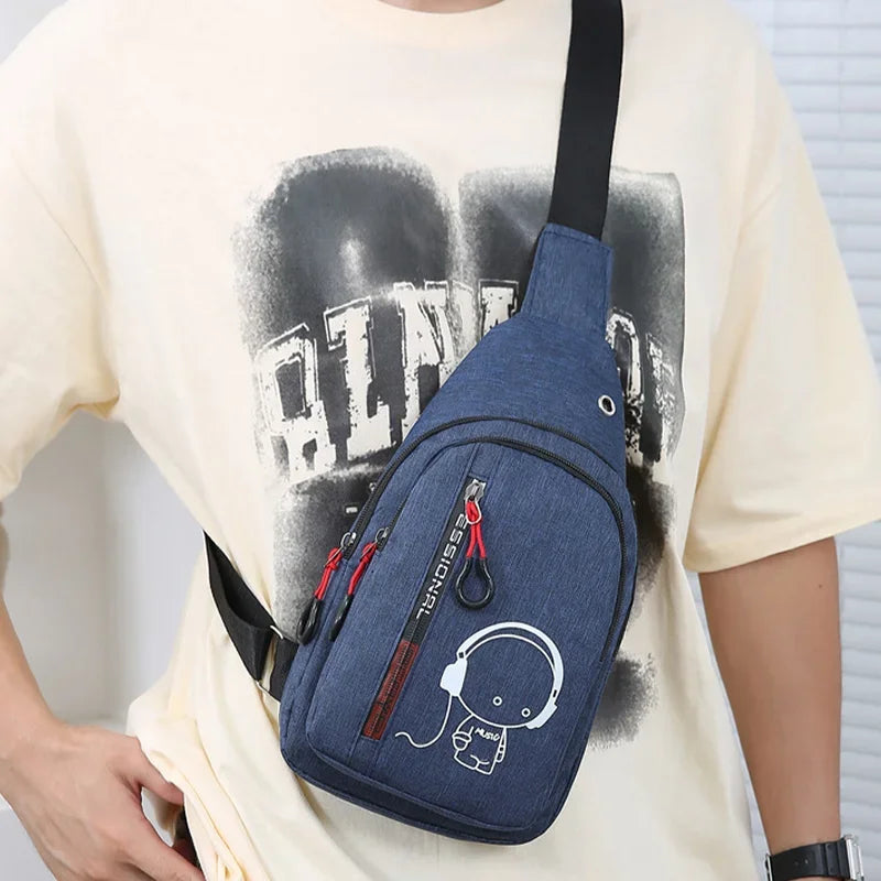 Men's Chest Bag 2024 New Casual Fashion Shoulder Bag Male Hand Crossbody Korean Cycling Backpack
