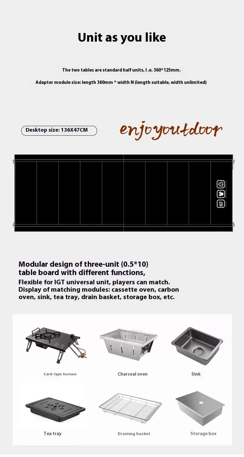 Folding IGT table 5 Unit Lightweight table Backpack roll table Expand adjustable leg desk Desktop burner bbq table