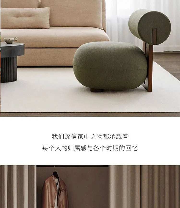 Homestaybalcony Lamb Velvet Single Sofa in The Ancient Style Leisure Back Sofa Chairs Cream Style Solid Wood Sofa Chair