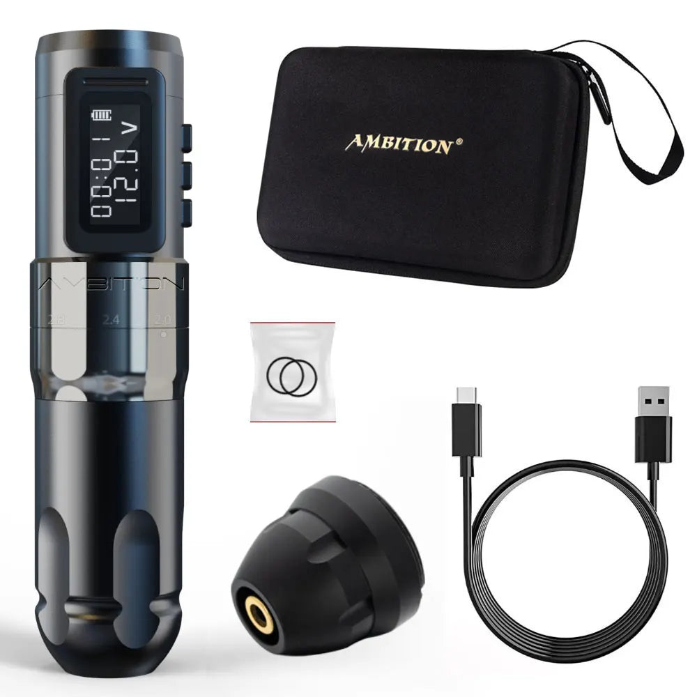 Ambition MARS-U Professional Wireless Tattoo Machine Pen Adjustable Stroke 2.2-4.2mm Cartridge 1800mAh Coreless Motor Tattoo Art