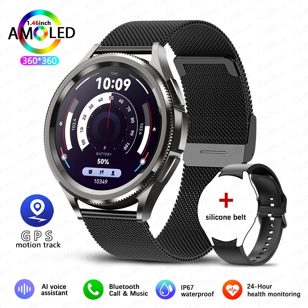 New Bluetooth Call Fashion Smart Watch 6 Classic Men's Outdoor Sports Fitness Full Screen Touch Health Monitoring Smartwatches