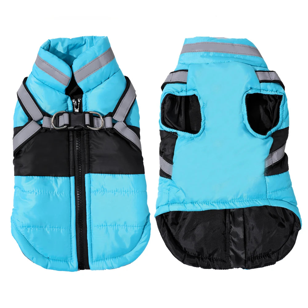 Dog Jacket Winter Waterproof Pet Clothes With Harness For Small Medium Dogs Cats Puppy Coat Reflective French Bulldog Apparel