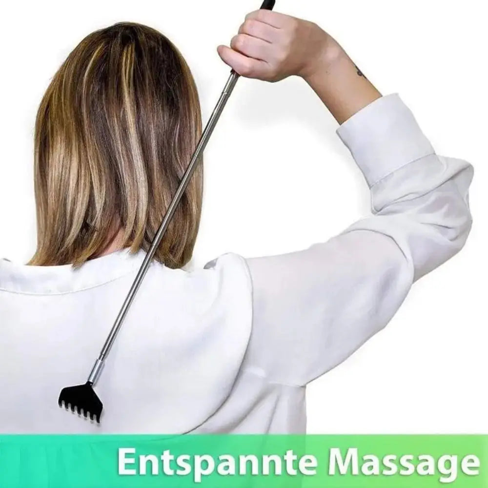 Telescopic Back Scratcher Scratching Backscratcher Massager Metal Stainless Steel Tool with Carrying Bag