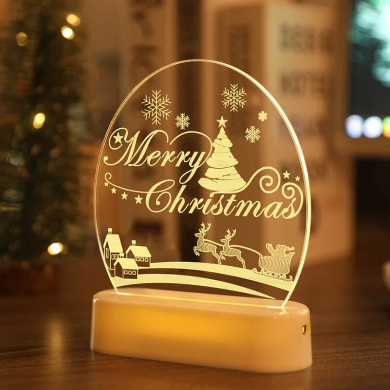 Christmas Personalized Acrylic LED Night Lights 2025 New Year Christmas Kids Gift Christmas Ornaments Atmosphere Lights