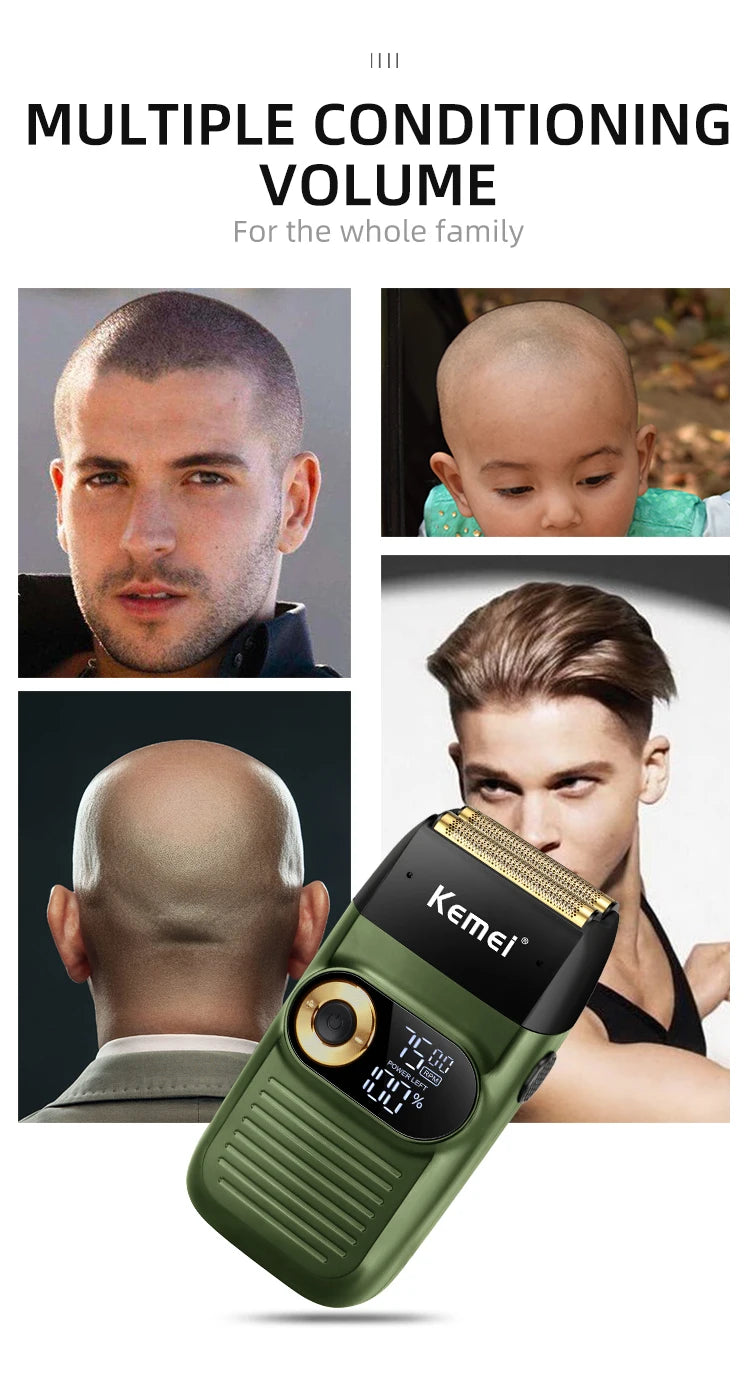 Kemei 2 in 1 Rechargeable Electric Shaver LCD Display Portable Cordless Men Reciprocating Razor Beard Trimmer