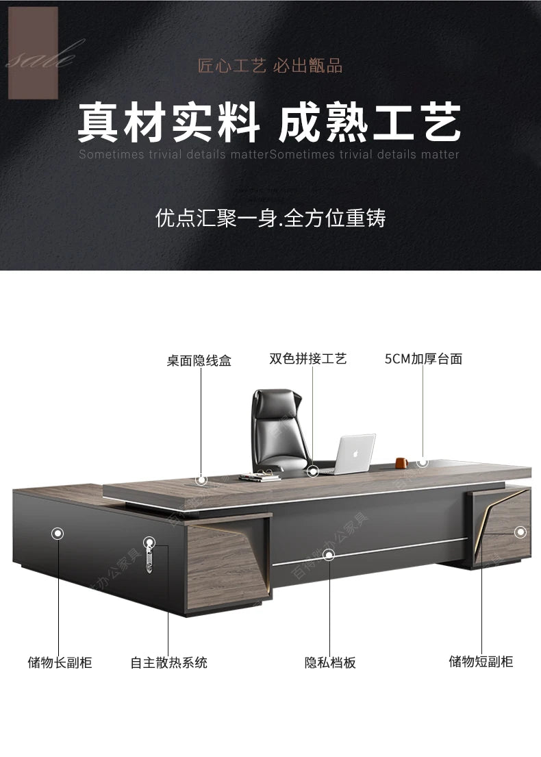 Light Luxury Vintage Office Desk Organizer L Shaped Mid Century Dark Wood Computer Desks Work Art Bureau Meuble Office Furniture