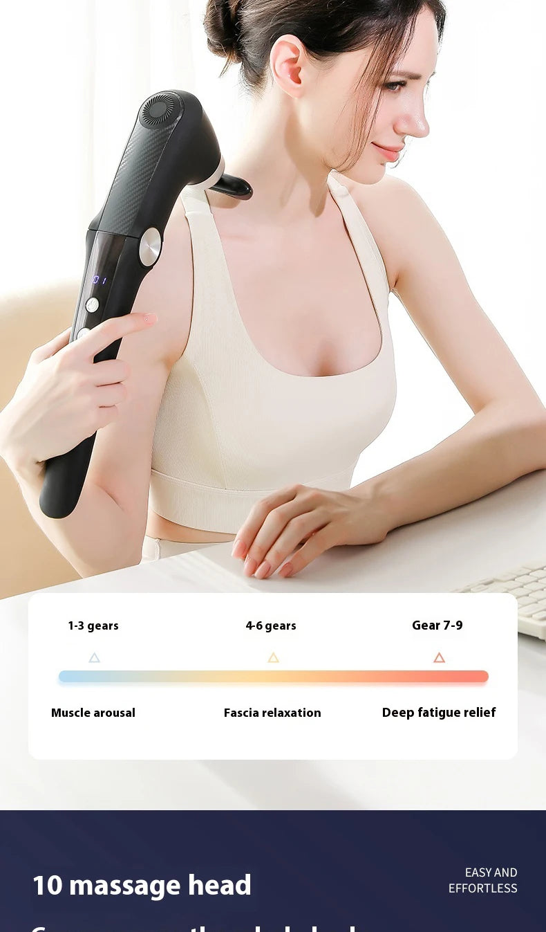 Fascia Massage Gun Shoulder Massager Electric Muscle Massage Machine High Frequency Back Waist Body Massage with Extended Handle