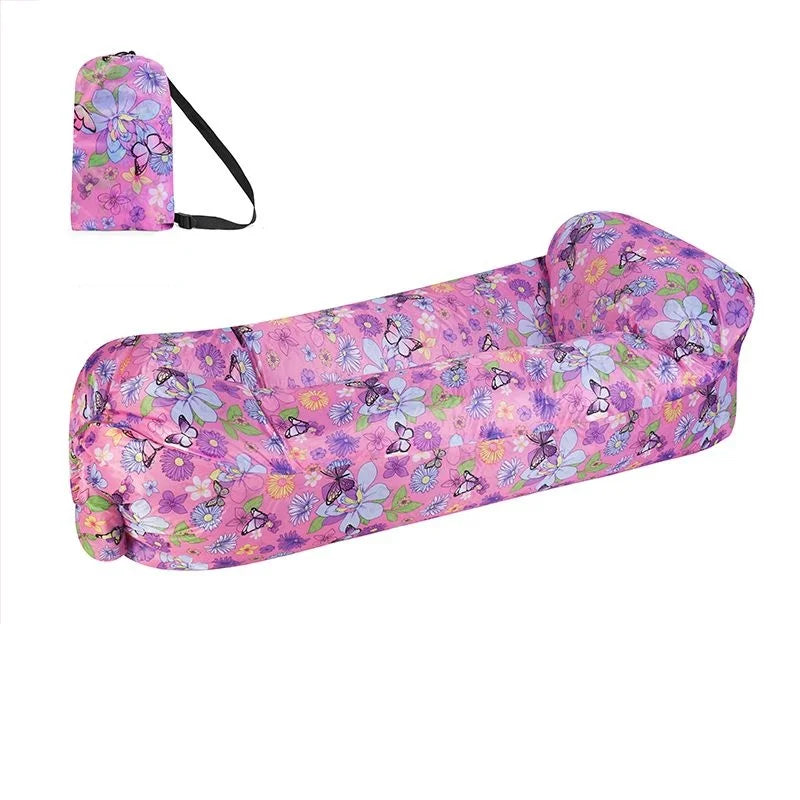 Outdoor Lazy Non Inflatable Sofa Folding Portable Air Cushion Bed Picnic Camping Yellow White Air Bed