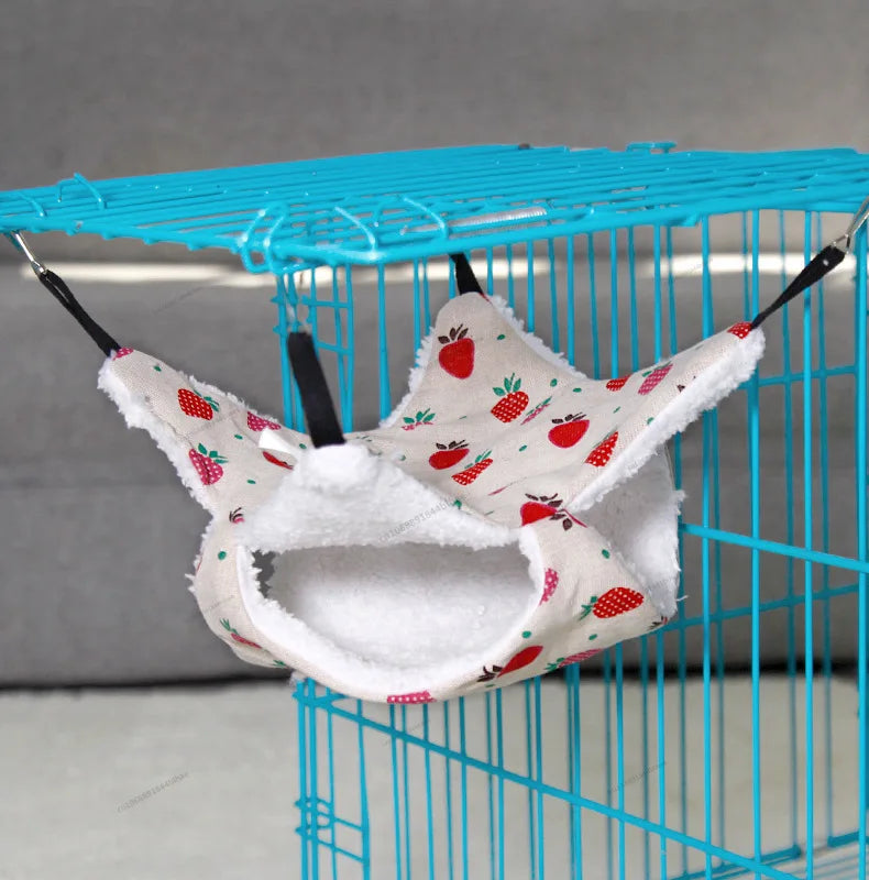 Warm Plush Hamster Hammock Small Animal Double-layer Thicken Sleeping Bag Nest Pets Rat Squirrel Hanging Cage House