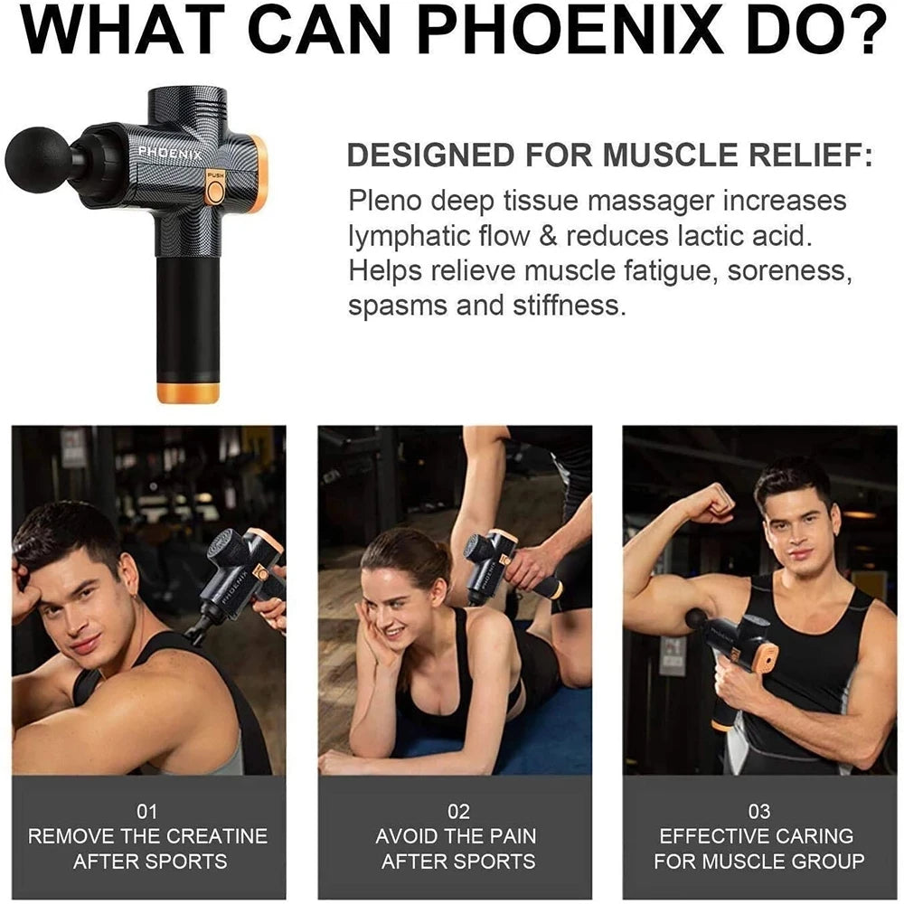 Phoenix A2 Massage Gun Deep Body Massager For Muscle Back Pain Relief Exercising Body and Relaxation Slimming Shaping Massager