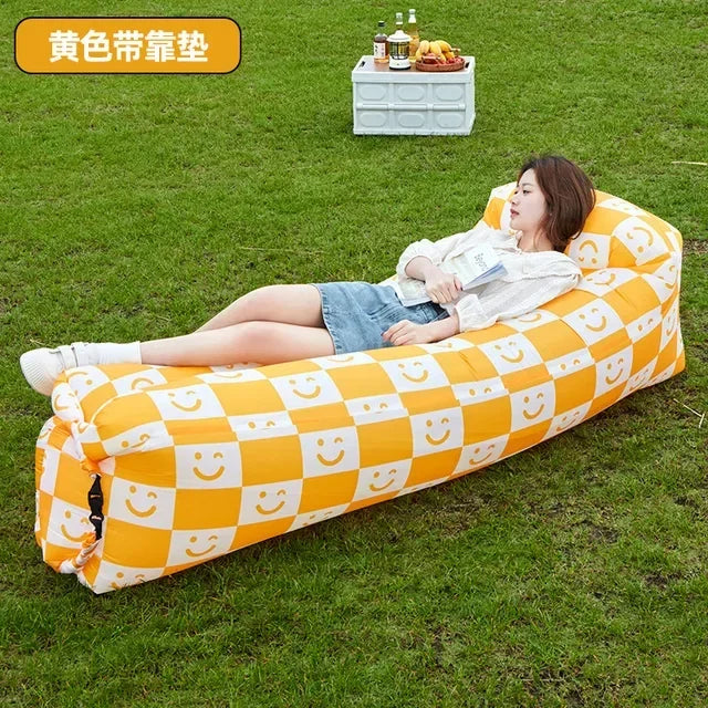 Fast Inflatable Sofa Camping Air Lounger Beach Sleeping Bag Portable Foldable Air Sofa for Travel Picnic Outdoor Lazy Bed Chair