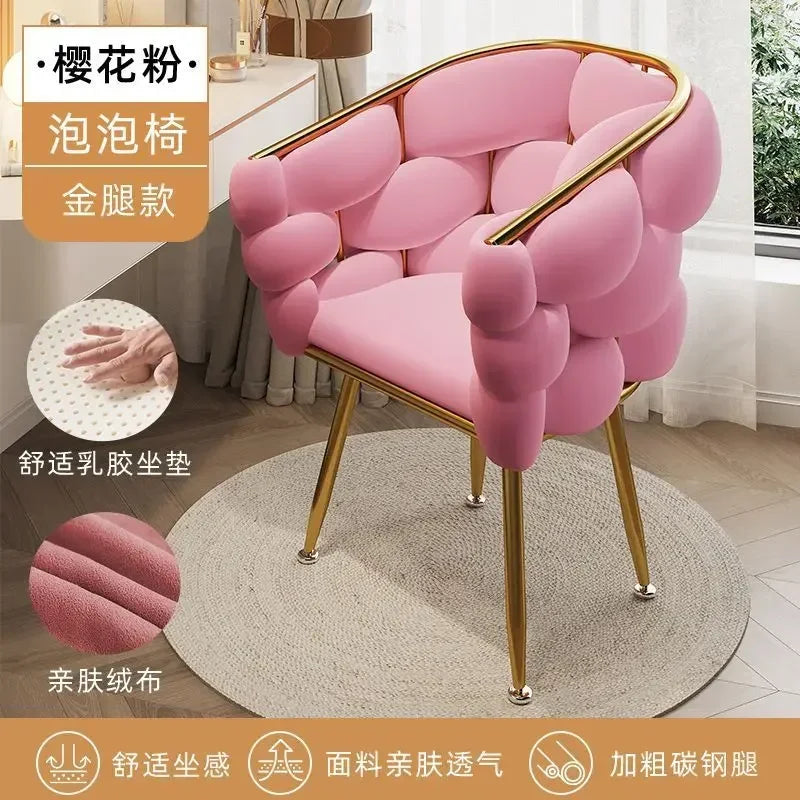 Velvet Leisure Single Sofa Chair Armchair with Gold Legs Makeup Chair with Upholstered for Living Room Bedroom