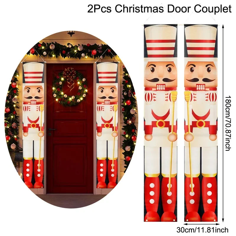 Nutcracker Santa Door Banner Decor 2025 Christmas Decorations for Home Xmas Hanging Ornaments Navidad Noel Gifts New Year 2026