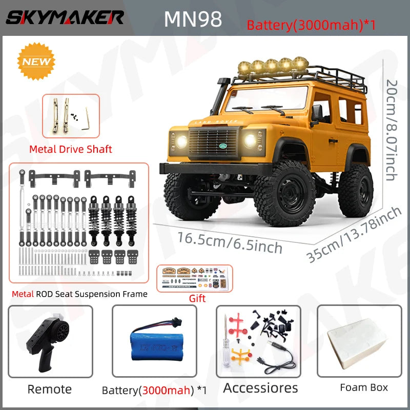 New MN99s MN98 1:12 MN Model RTR Version RC Car 2.4G 4WD RC Rock Crawler Defender Remote Control Car 1/12 RC Truck Cars Toys