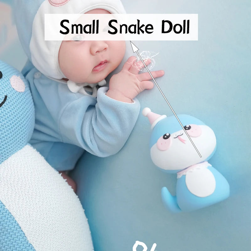 Baby Photography Clothes Cartoon Knitted Jumpsuit With Tail+Hat+Dolls 4pc/Set Newborn Costume Cute Snake Toy Pillow Accessories